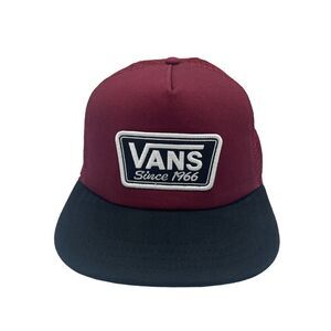 Original VANS Hat Since 1966 Logo Maroon Black Snapback Patch Cap Mesh